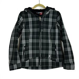 Spyder Arc Soft Shell Plaid Water Resistant Fleece Lined Hoodie Jacket